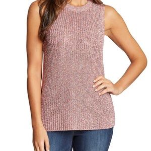 Ella Moss Marge Knit Sleeveless Tank Sweater Red Multi Junior S